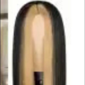Lace part wig with honey face framing highlights.